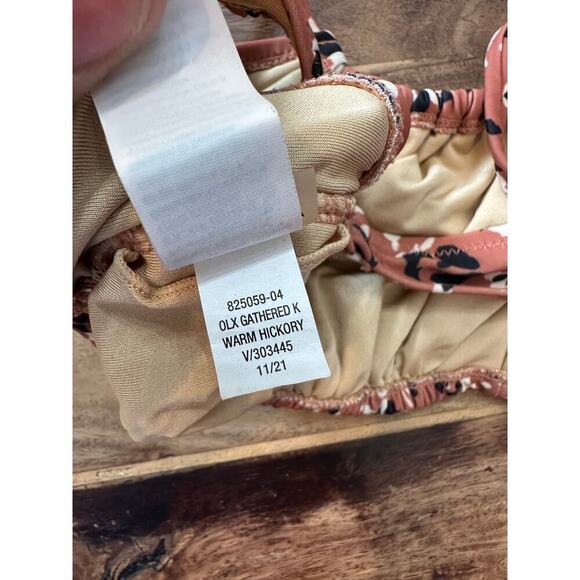 Old Navy cheetah animal print Brown & Black Gathered Key-hole Swim Top Size XXL - Picture 5 of 7